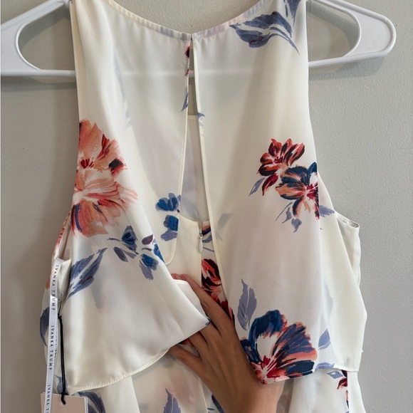 Cottagecore Spring Floral Midi White,‎ Pink blue sleeveless dress Small Medium - Picture 9 of 13